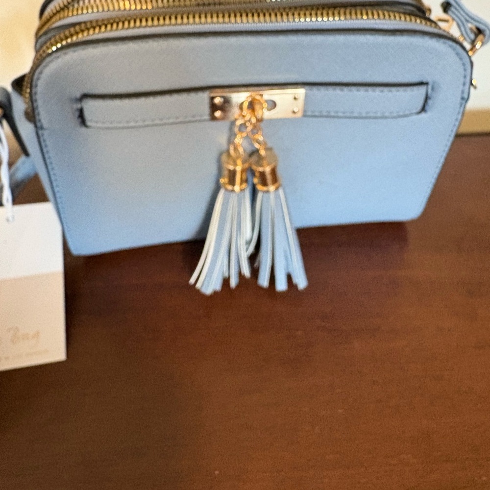 LeBAG LIGHT  Blue Tassel Crossbody Bag - Women DESIGNED IN LOS ANGELES